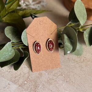 Brown and Gold Glitter Football Earrings